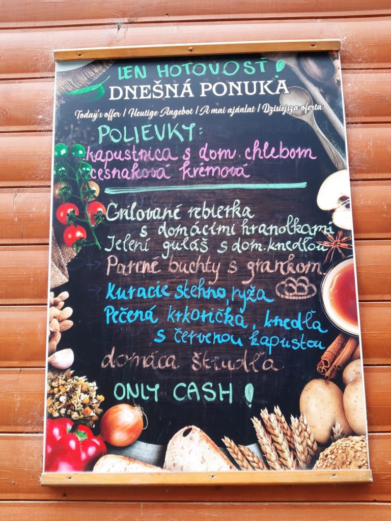 Bikova chalet menu